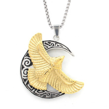 Factory Custom Animal Design Stainless Steel Moon Eagle Pendant Necklace